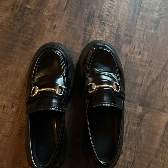 Chunky wide fit black patent loafers - Picture 2 of 5